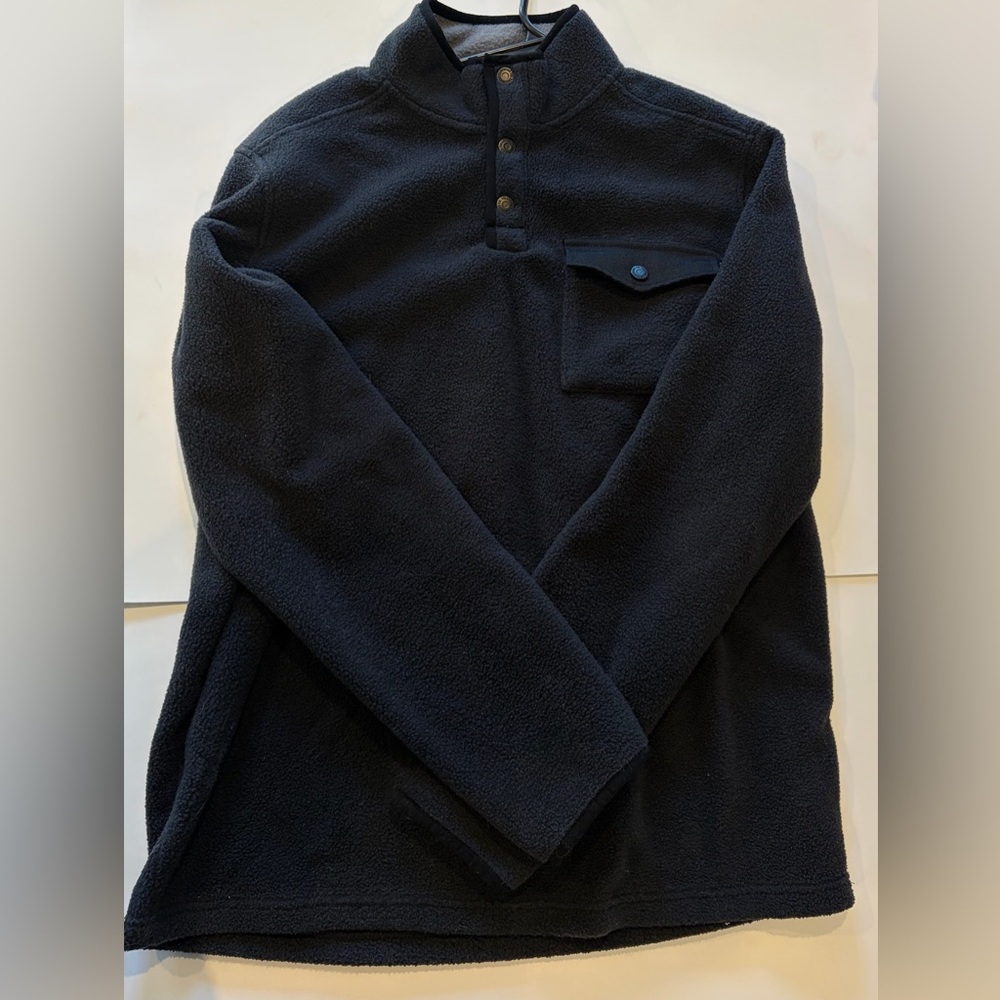 Telluride Clothing Co Black Fleece Pullover Snap Neck Sweater Men’s L